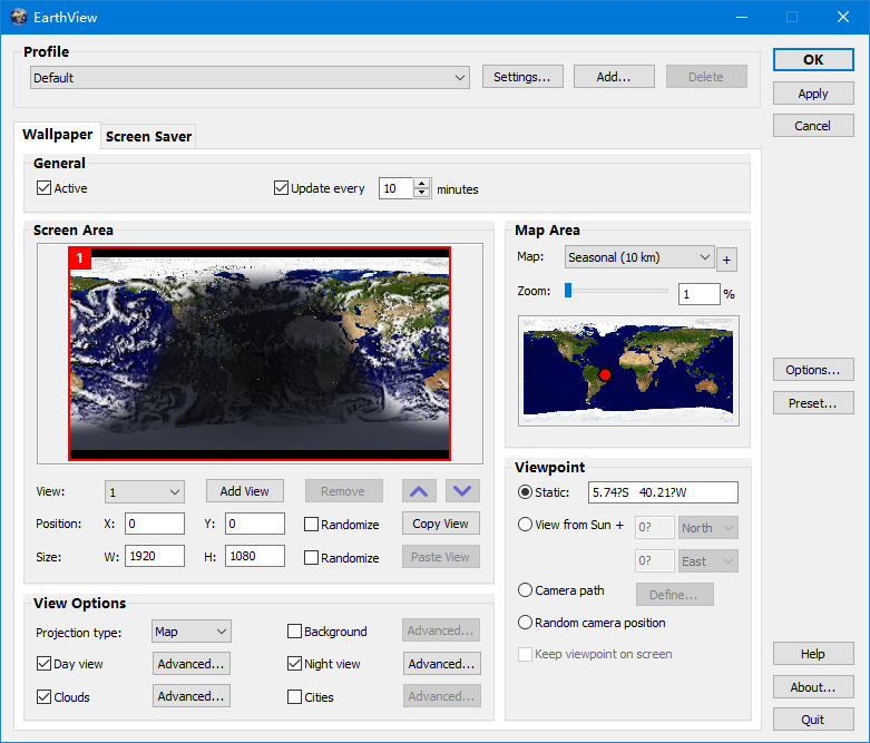 实时卫星地球照片作为壁纸 | EarthView v7.18.1 便携版